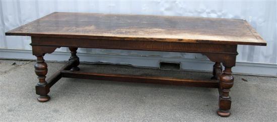 Appraisal: th century style oak refectory dining table on turned bulbous