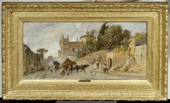 Appraisal: AERNI THEODOR FRANZ Aarburg Street view in Rome Oil on