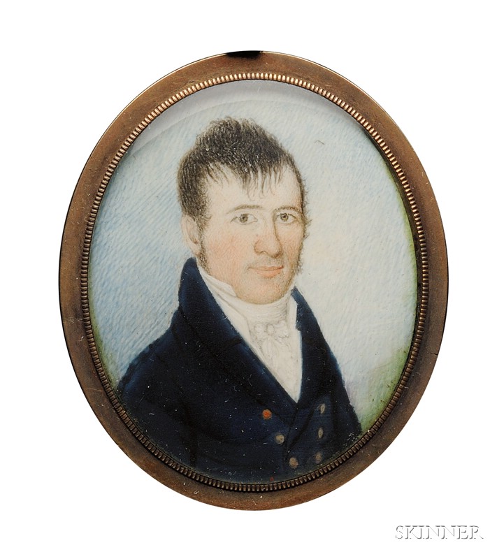 Appraisal: Portrait Miniature of Captain Benjamin Larrabee c watercolor on ivory