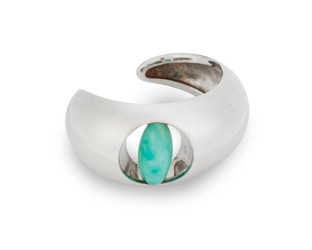 Appraisal: An Antonio Pineda silver and chrysoprase bracelet Circa - Taxco