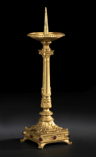 Appraisal: Louis-Philippe Gilt-Bronze Pricket Candlestick second quarter th century in the