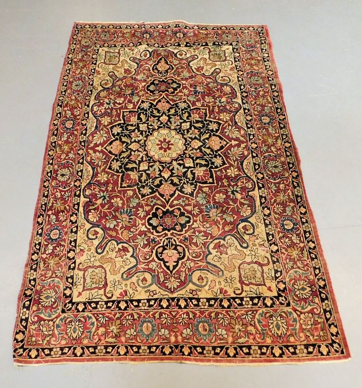 Appraisal: Middle Eastern Botanical Carpet Rug Middle East th Century Navy