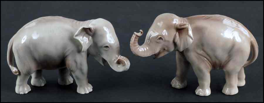 Appraisal: TWO NYMPHENBURG PORCELAIN ELEPHANTS Height '' Condition No Specific Condition