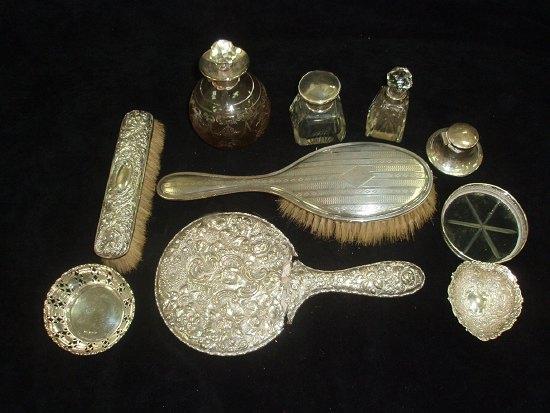 Appraisal: A quantity of dressing accessories brushes scent bottles mirrors etc