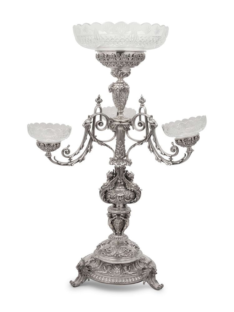 Appraisal: An Elkington Co Silver-Plate and Cut Glass Epergne An Elkington