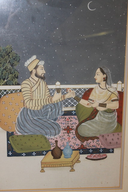 Appraisal: Indian SchoolA terrace scene with lovers at night watercolour x