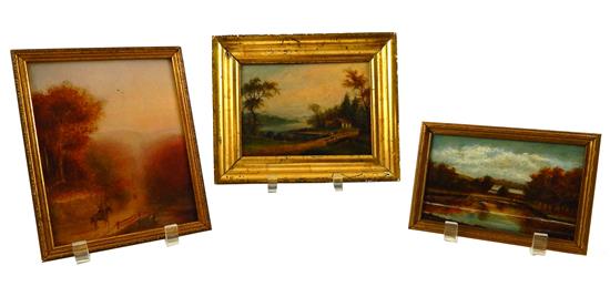 Appraisal: Three late th early th C oil paintings on board