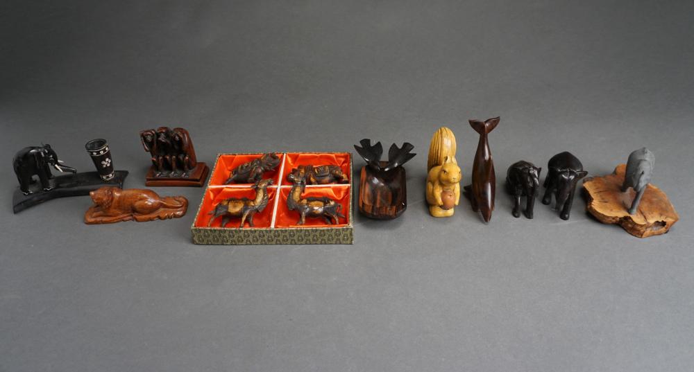 Appraisal: COLLECTION OF CARVED WOOD AND OTHER ANIMAL FIGURINESCollection of Carved