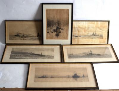 Appraisal: William Lionel Wyllie British - Six etchings including Iron Duke