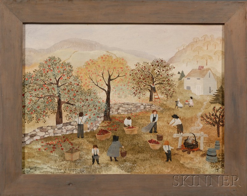 Appraisal: Jeanne Davies American - Apple-Picking Scene Signed Davies l l