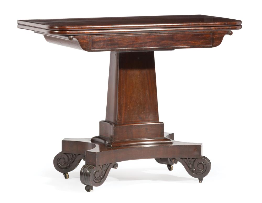 Appraisal: American Classical Carved Mahogany Games Table Stenciled by William Fisk