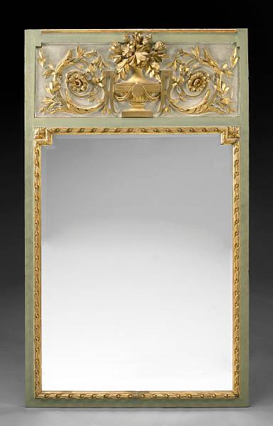 Appraisal: A Louis XVI style painted and parcel gilt trumeau th