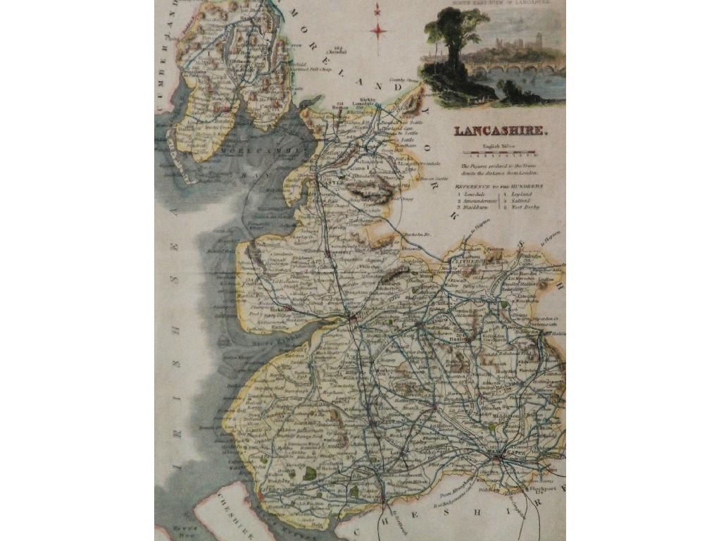 Appraisal: LATE EIGHTEENTH CENTURY COLOURED MAP OF DERBYSHIRE with vignettes showing