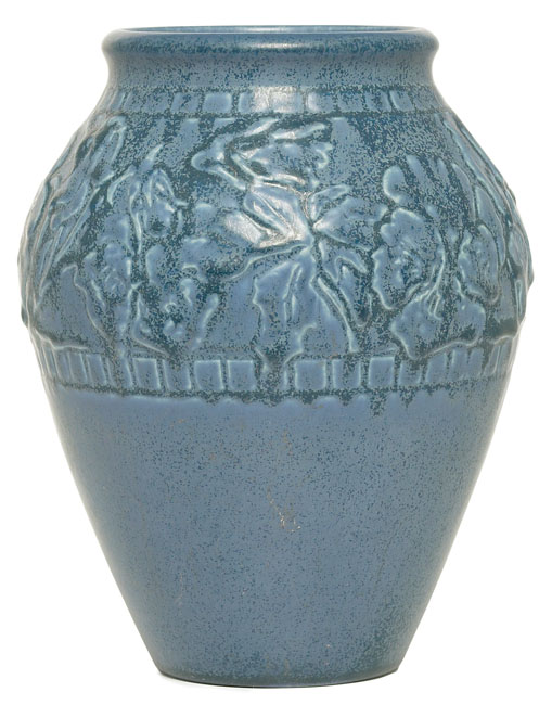 Appraisal: Rookwood vase raised floral design at shoulder covered in a