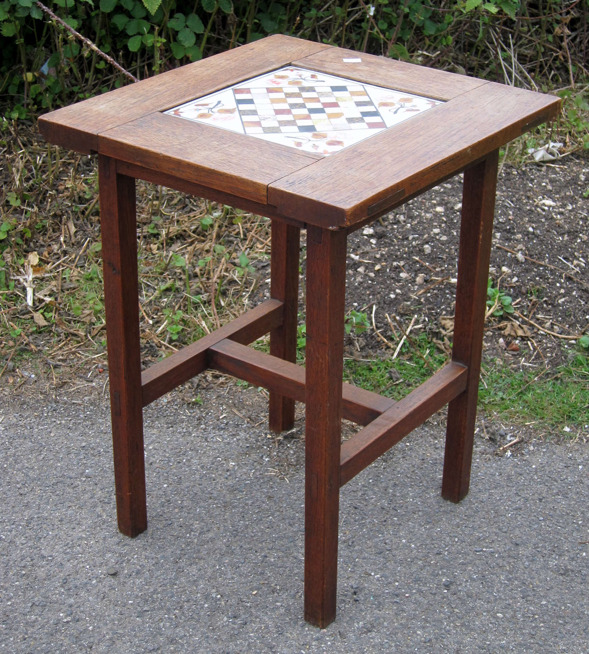 Appraisal: Early th century oak games table inset with marble top