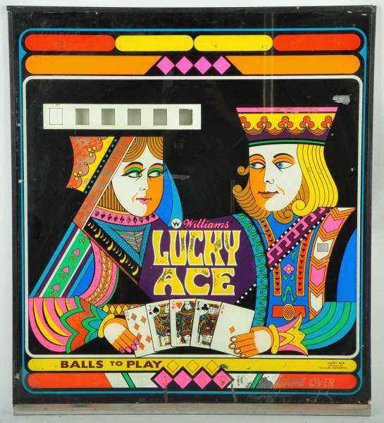 Appraisal: Glass from Lucky Ace Pinball Machine Game Description Williams Electronics