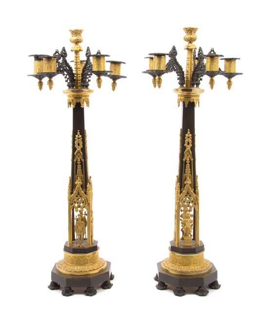 Appraisal: Sale Lot A A Pair of Gothic Revival Gilt and