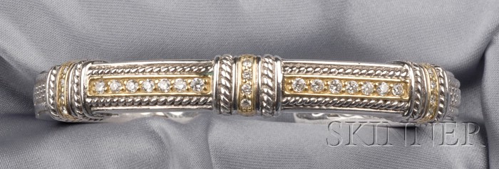 Appraisal: Sterling Silver kt Gold and Diamond JRTwo Bracelet Judith Ripka