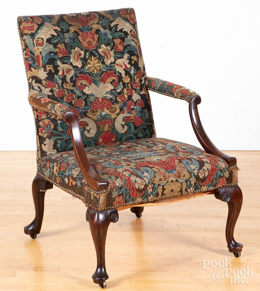 Appraisal: George II mahogany open armchair ca George II mahogany open