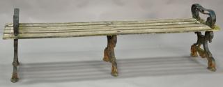 Appraisal: Victorian iron bench with wood slat seat wd Victorian iron