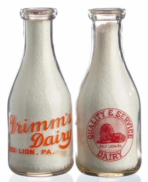 Appraisal: Lot of Red Lion PA Milk Bottles Condition Near Mint