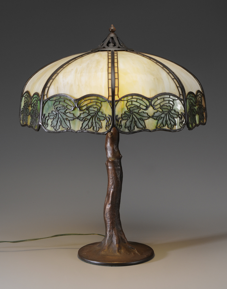 Appraisal: Tiffany Style Lamp American th century shade with eight curved