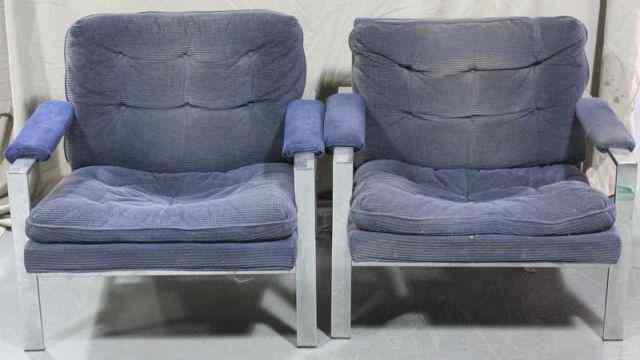 Appraisal: Pair of Milo Baughman Midcentury Chrome Chairs From a Riverside