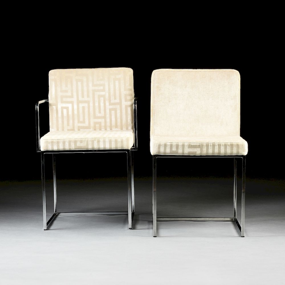 Appraisal: A SET OF TEN CONTEMPORARY ITALIAN UPHOLSTERED AND CHROMED STEEL