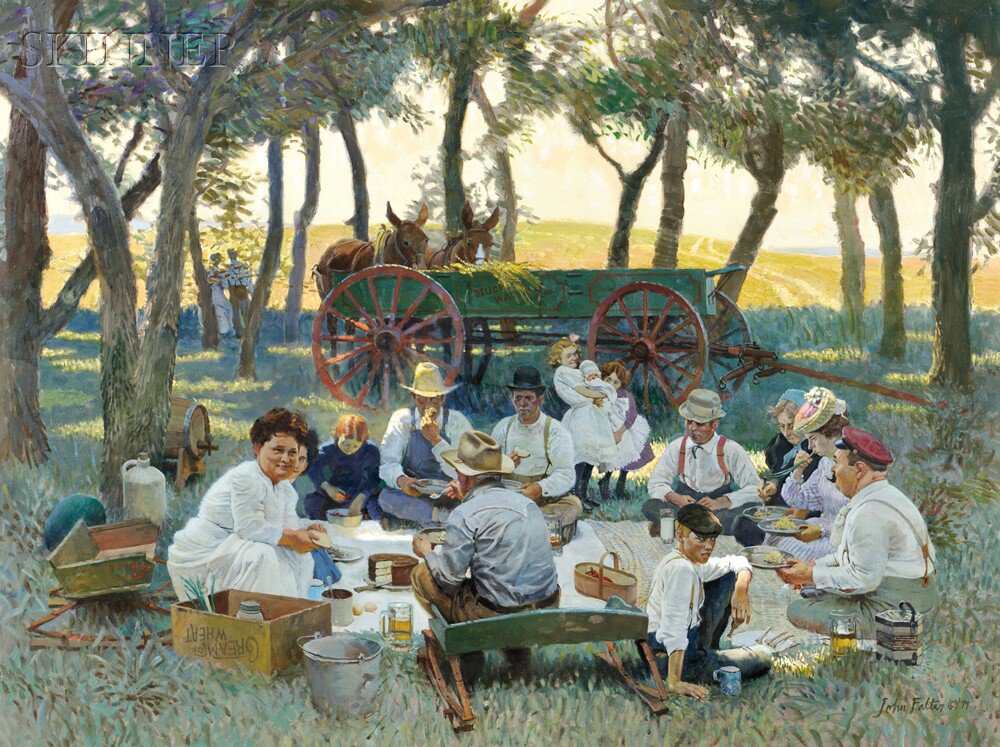 Appraisal: John Philip Falter American - Prairie Grove Picnic Signed and