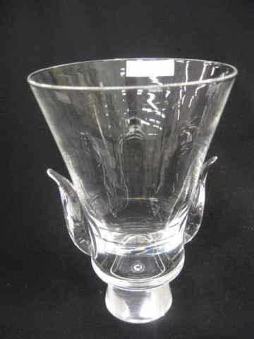 Appraisal: Steuben Crystal Vase leaf decor pedestal base '' signed excellent