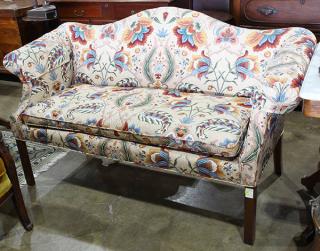 Appraisal: Chippendale style camel back sofa Chippendale style camel back sofa