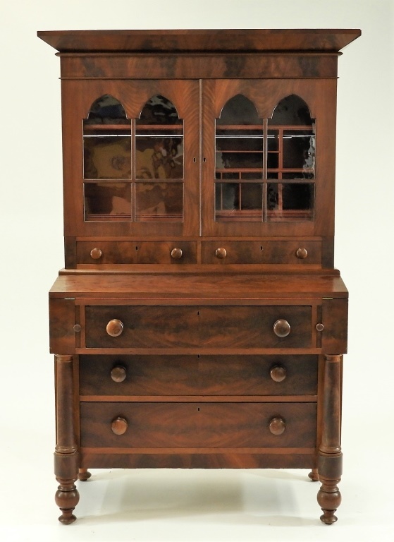 Appraisal: NEW ENGLAND FEDERAL EMPIRE MAHOGANY SECRETARY DESK New England Circa