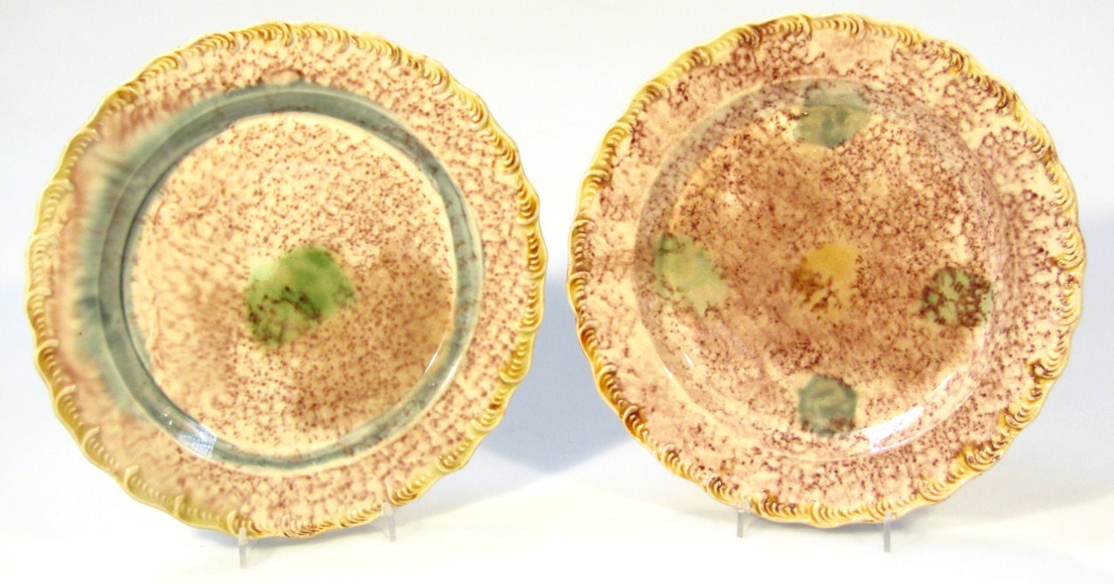 Appraisal: Two near matching thC Whieldon type tortoiseshell glazed cabinet plates