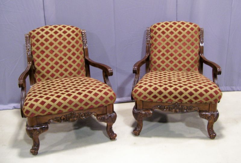 Appraisal: Pair Men's Club Chairs Late Victorian style club chairs with