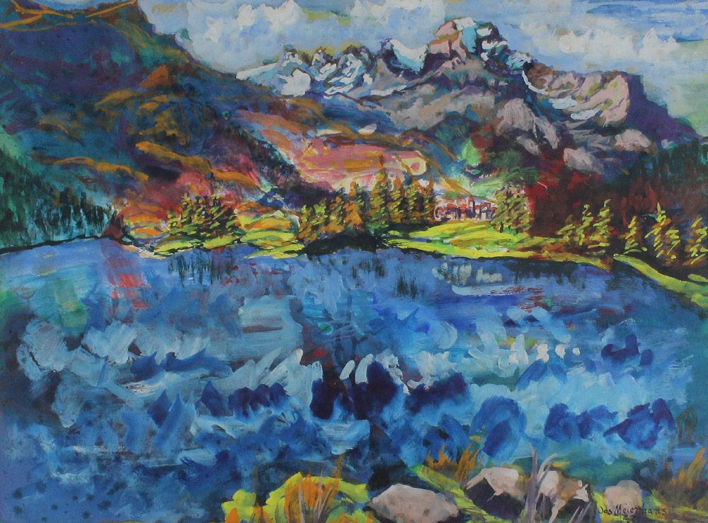 Appraisal: MEIERHANS Joseph Swiss American - ''Campfer Lake Switzerland'' Watercolor Gouache