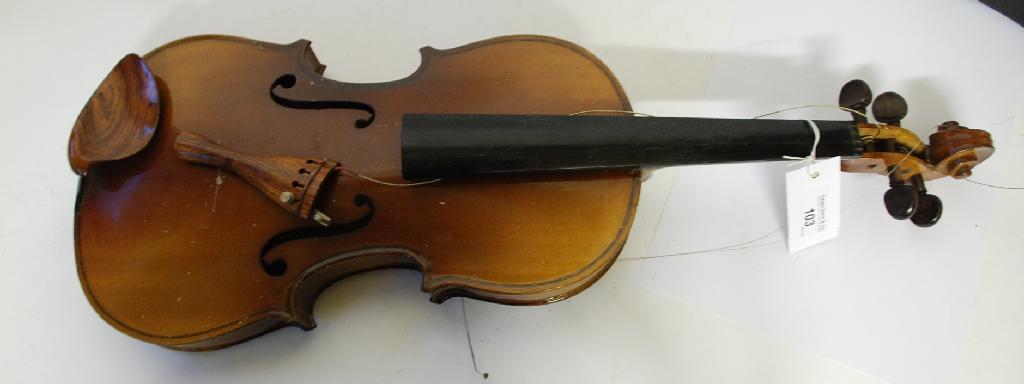 Appraisal: TWENTIETH CENTURY VIOLIN with one part back in case