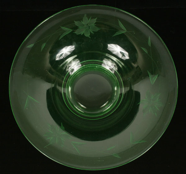 Appraisal: Cambridge green depression glass console bowl with wheel cut floral