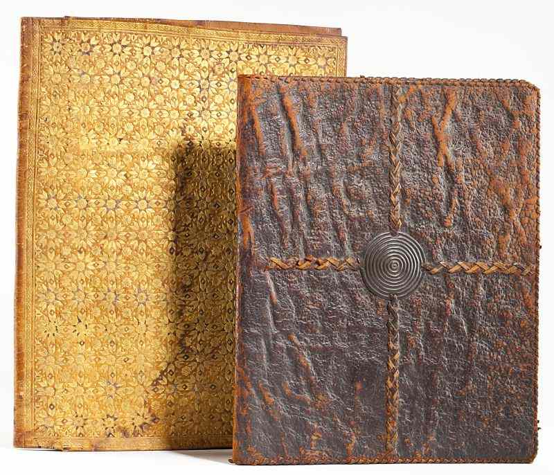 Appraisal: Two Leather Ledger Coversthe first likely Italian early th century