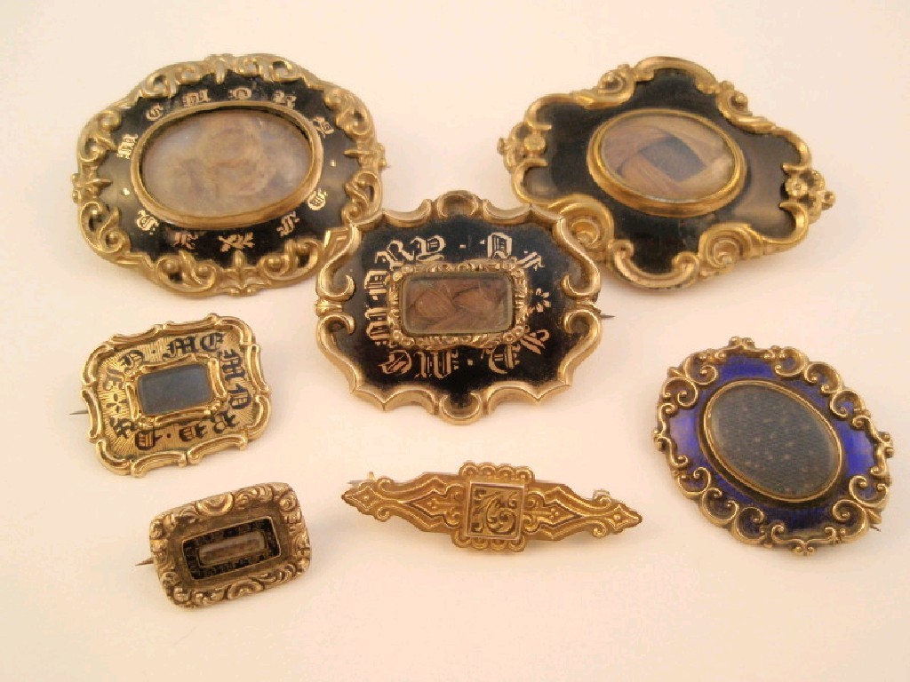 Appraisal: Seven Victorian memorial brooches