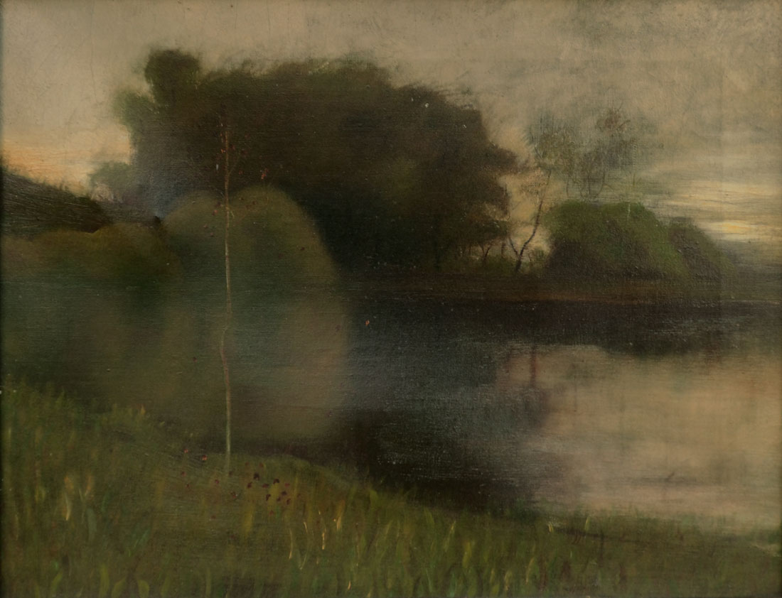 Appraisal: TONALIST OIL CANVAS RIVER LANDSCAPE Approximately '' x '' period