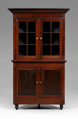 Appraisal: Tennessee Federal corner cupboard poplar throughout single-case construction two glazed