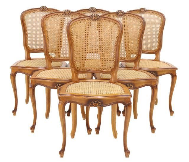 Appraisal: lot of French Louis XV style fruitwood dining chairs th