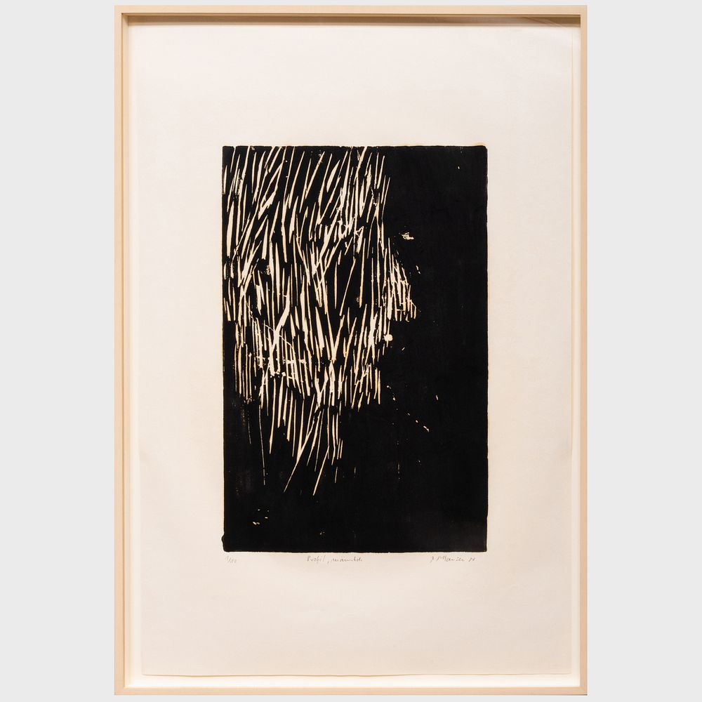 Appraisal: Matthias Mansen b Profil mannlich Woodcut in black on Japan