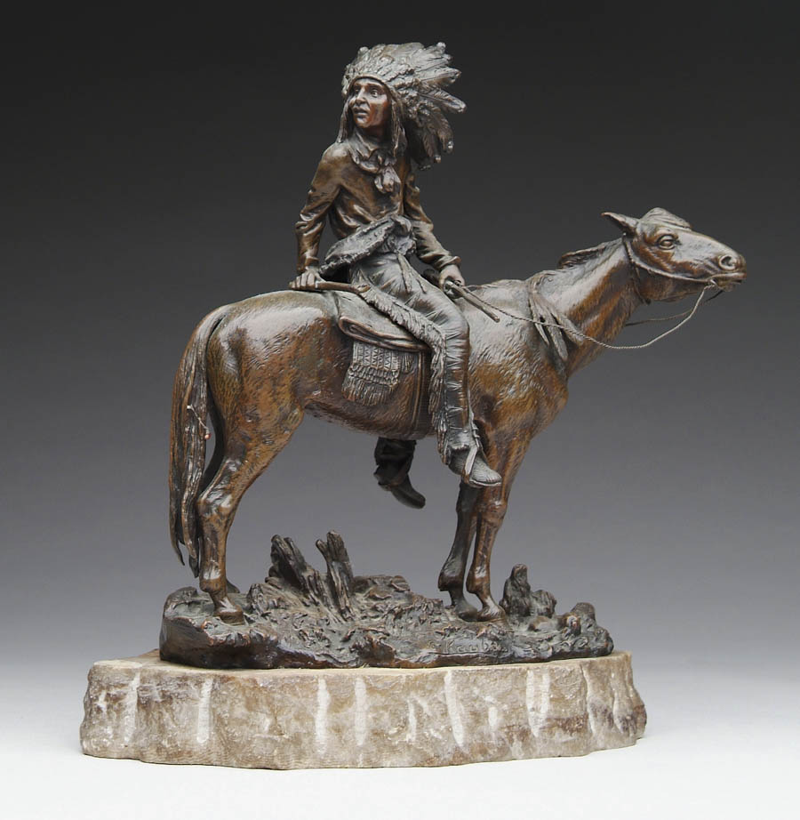 Appraisal: CARL KAUBA Austrian American - INDIAN CHIEF ON HORSEBACK Finely