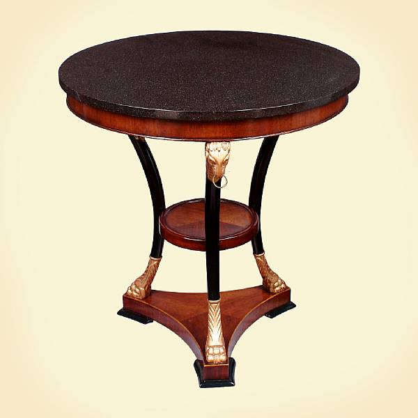 Appraisal: An Empire style parcel gilt mahogany gu ridon The ebonized