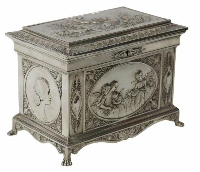 Appraisal: W rttembergische Metallwarenfabrik WMF silver plate casket dresser box lid