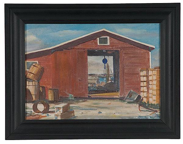 Appraisal: OIL PAINTING OF A SHED Oil on panel unsigned x