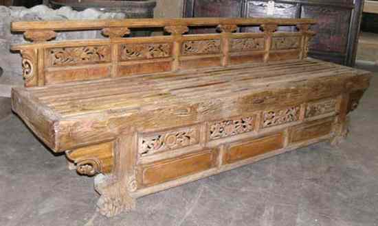 Appraisal: A Chinese Shanxi Elm Temple Bench circa the back having