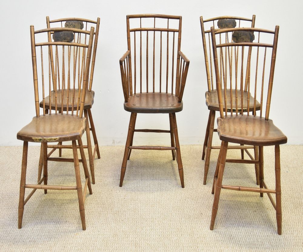 Appraisal: Four Windsor Side Chairs etc Four Windsor side chairs each