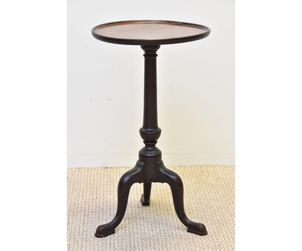 Appraisal: New England mahogany candlestand circa with dished top urn form